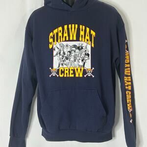 One Piece Straw Hat Crew Hoodie L Navy Anime Manga Graphic Pullover Streetwear